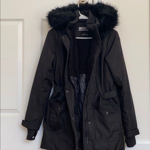 Black Michael Kors coat with belt